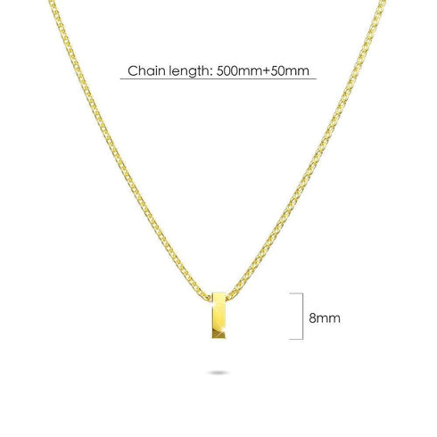 Initials Brick Alphabet Letter Necklace Gold Layered Steel Jewellery